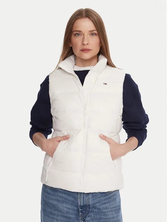 Tommy Jeans Жилетка за костюм DW0DW21622 Бял Slim Fit – Дамски елеци