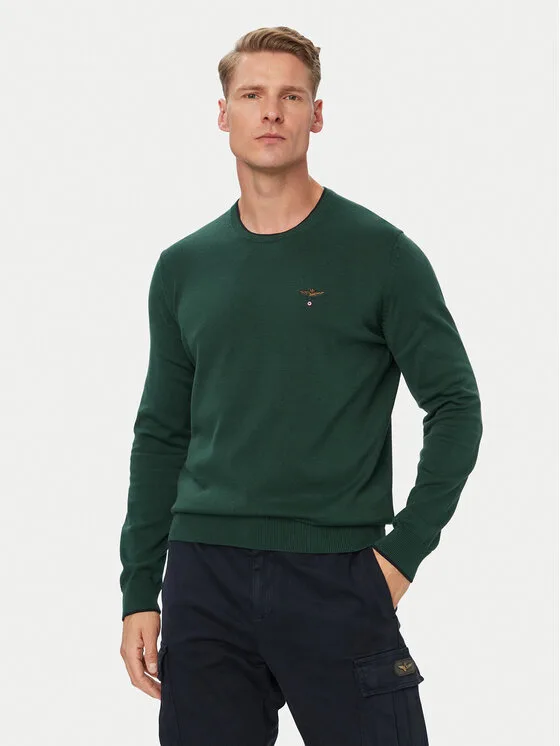Aeronautica Militare Пуловер 262MA1631UL00506 Зелен Regular Fit – Мъжки пуловери и жилетки