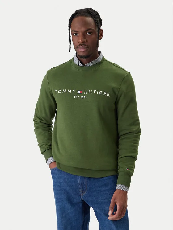 Мъжки суитшърт Tommy Hilfiger Logo зелен – Мъжки суитшърти без цип