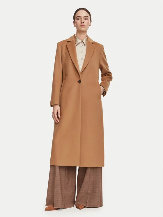 Marella Вълнено палто Pavido 2623016031 Кафяв Loose Fit – Дамски зимни палта