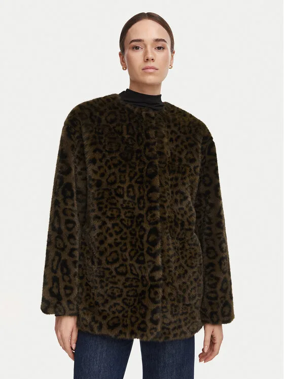 Marella Кожено палто Macro 2623456044 Кафяв Regular Fit – Дамски кожуси