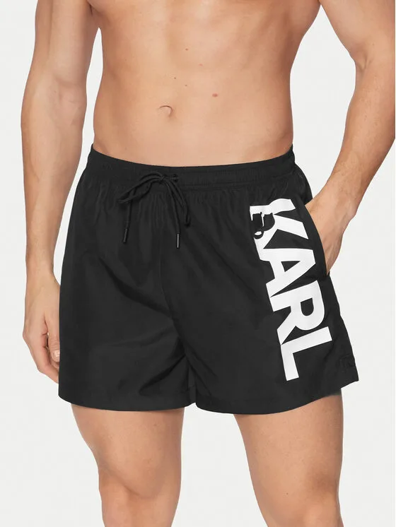 Мъжки плувни шорти KARL LAGERFELD A1M46013 черни – Черен – Мъжки бански