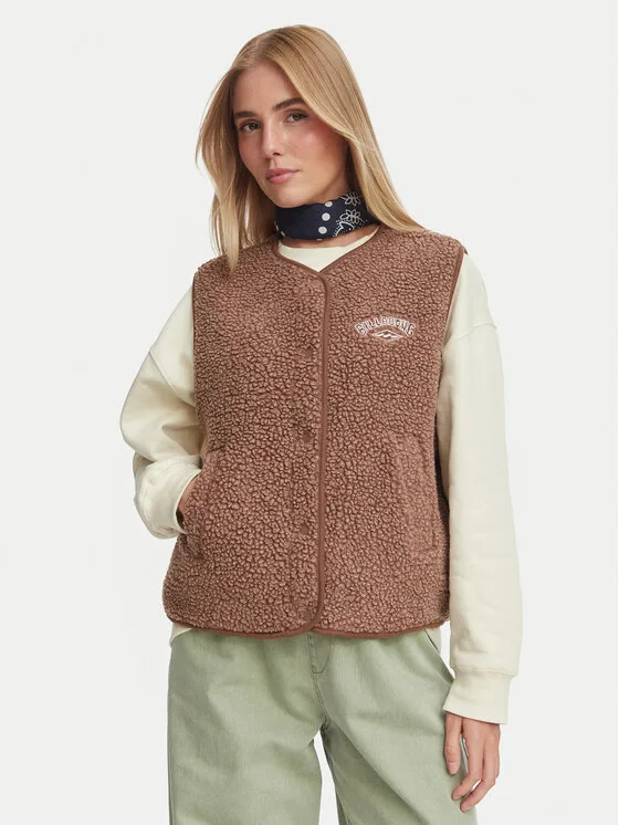 Дамски елек Billabong кафяв – Дамски елеци