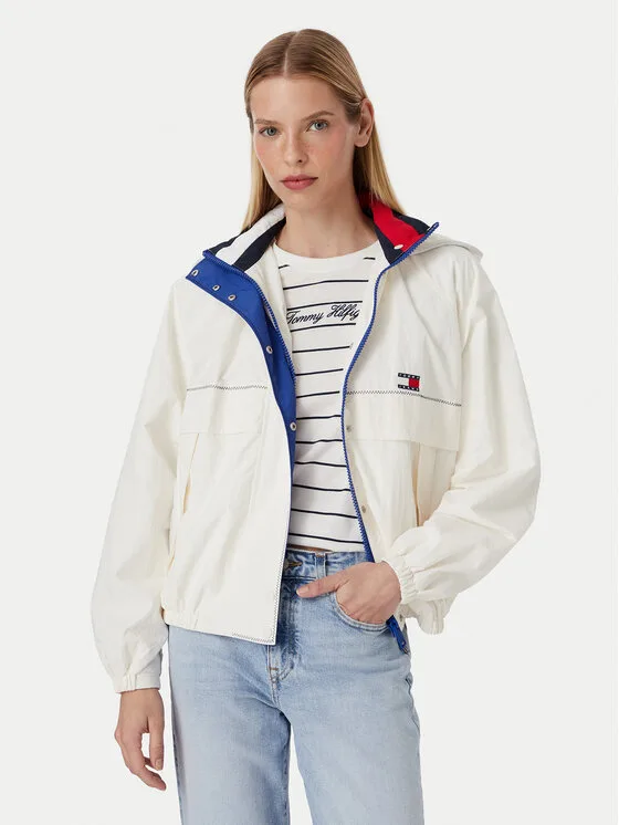 Дамско яке Tommy Jeans Regatta бяло – Дамски преходни якета
