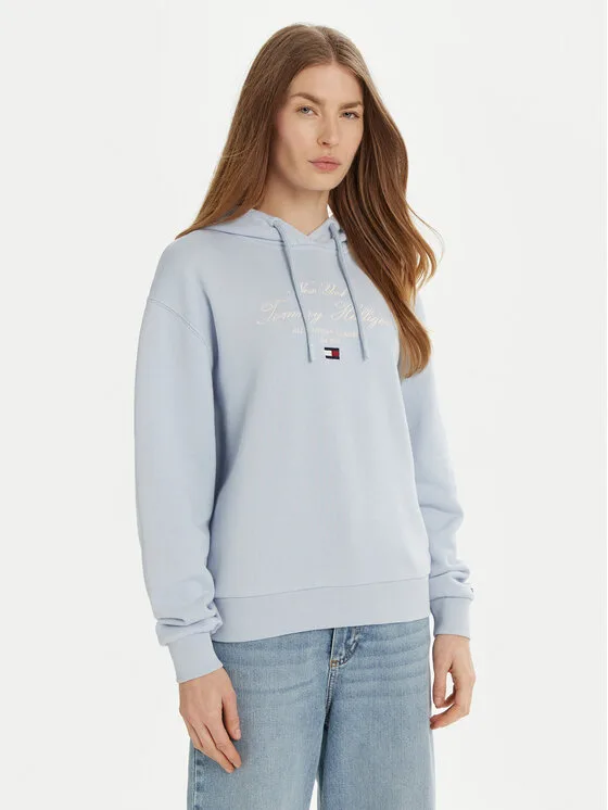 Дамски суитшърт Tommy Hilfiger Modern Script Graphic светлосин – Дамски суитшърти без цип