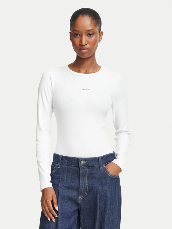 Guess Jeans Блуза W6BP05 K5470 Бял Slim Fit – Дамски блузи