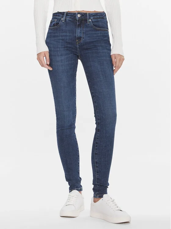 Дамски дънки Tommy Hilfiger Th Flex Como Skinny Rw Pam тъмносини – Дамски skinny дънки