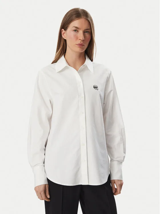 KARL LAGERFELD Риза B3W11030 Бял Regular Fit – Дамски ежедневни ризи