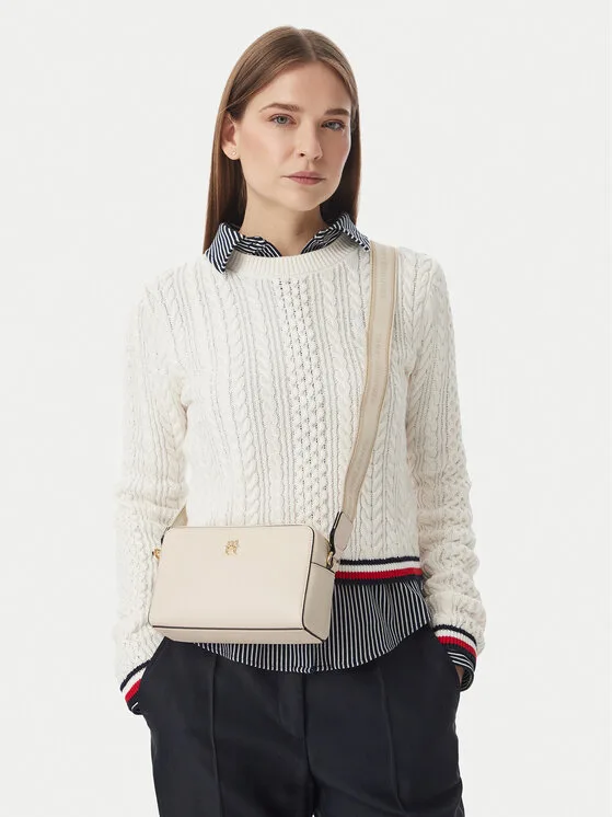 Tommy Hilfiger Дамска чанта Th Joy Camera Bag AW0AW19060 Кремав – Crossbody чанти