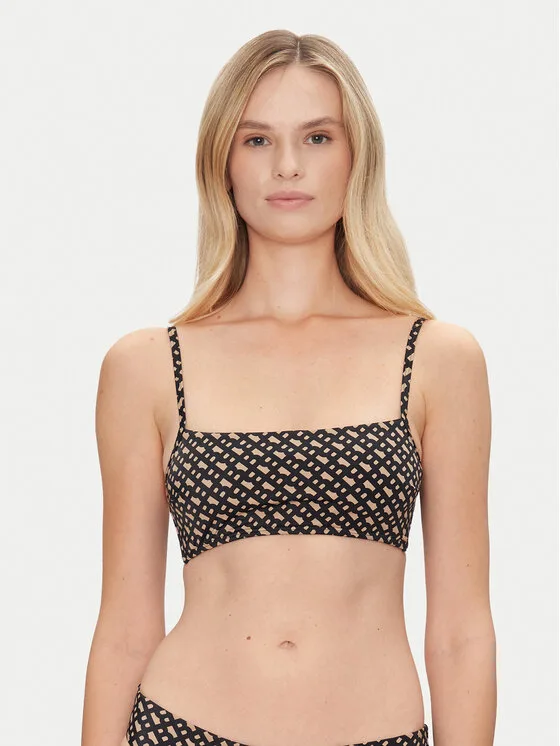 BOSS Горнище на бански Bb Monogram 50535267 Черен Regular Fit – Дамски бикини бански