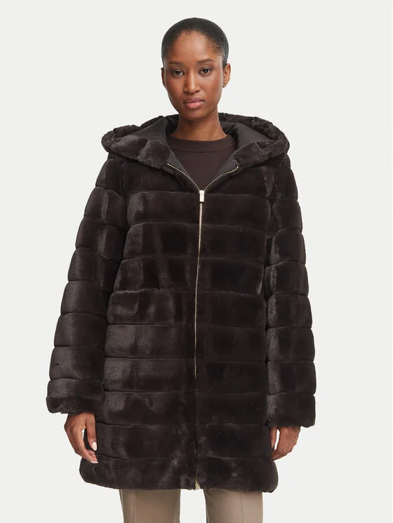 Marella Кожено палто Emme by Marella Galosce 2625456062 Тъмнокафяв Regular Fit – Дамски кожуси