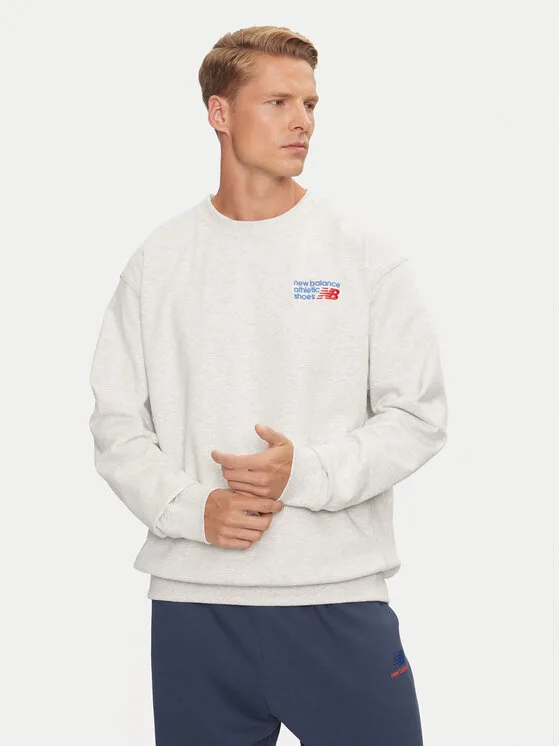New Balance Суитшърт Athletics Premium Logo MT41547AHH Сив Relaxed Fit – Мъжки суитшърти без цип