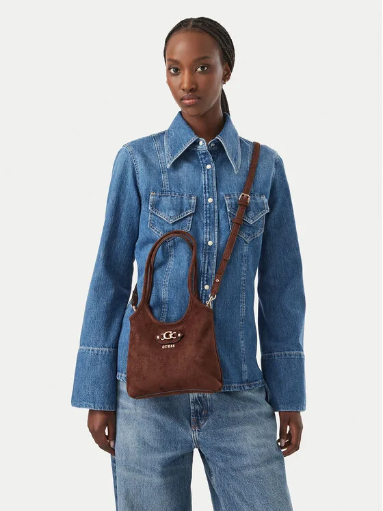 Guess Дамска чанта Samantha Mini HWSG23 13750 Кафяв – Дамски чанти с дръжка