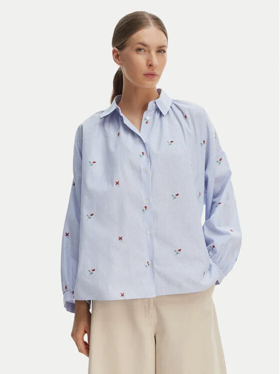 Дамска риза Weekend Max Mara Butterfly светлосиня – Дамски ежедневни ризи