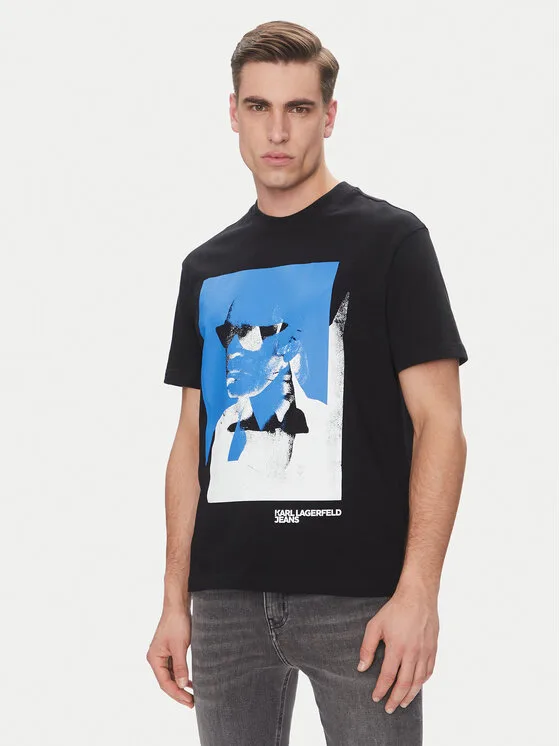 Karl Lagerfeld Jeans Тишърт A2M17036 Черен Regular Fit – Мъжки тениски