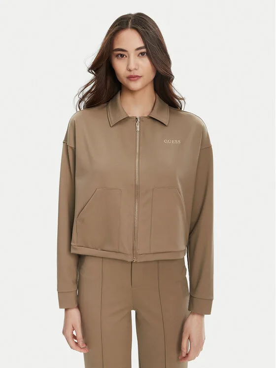 Guess Суитшърт V5YL08 KCX42 Кафяв Regular Fit – Дамски суитшърти с цип