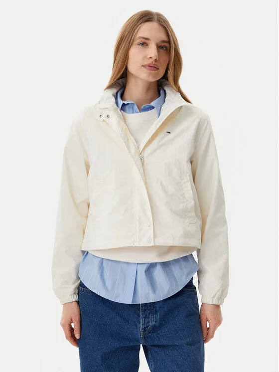 Дамско яке Tommy Jeans Essential кремаво – Дамски преходни якета