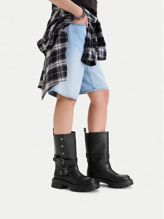 Дамски ботуши G-STAR Raw GLCIEA-8137 черни – Черен – Дамски равни ботуши