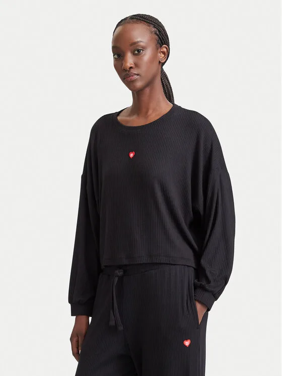 HUGO Блуза Heart 50566668 Черен Relaxed Fit – Дамски блузи