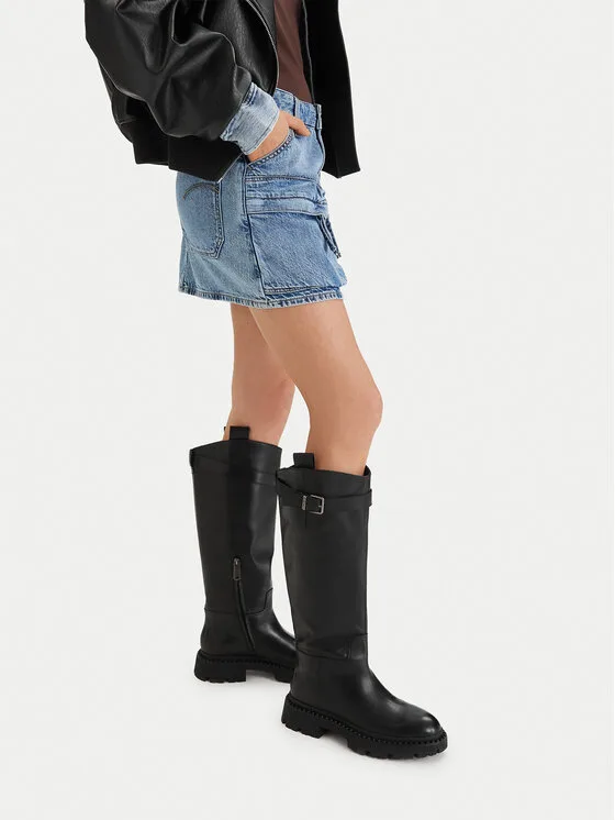 Дамски ботуши G-STAR Raw GLCIA-8190C черни – Черен – Дамски равни ботуши