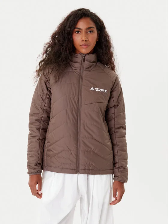 Дамско яке adidas Outdoor Terrex кафяво – Дамски преходни якета