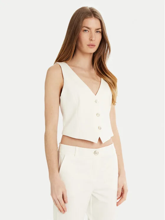 Marella Елек Camper 2513911034 Бял Slim Fit – Дамски елеци