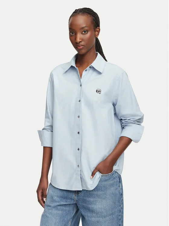 KARL LAGERFELD Риза B3W11030 Светлосин Regular Fit – Дамски ежедневни ризи