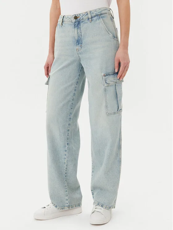 Guess Jeans Дънки W5RA1R D5M51 Светлосиньо Regular Fit – Дамски boyfriend дънки