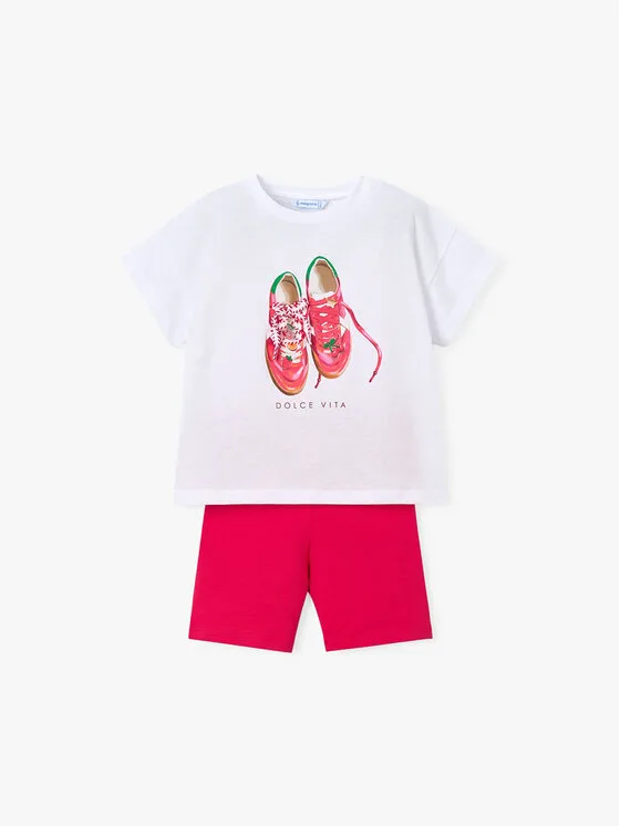 Mayoral Комплект тишърт и клин 3731 Бял Regular Fit – Детски комплекти
