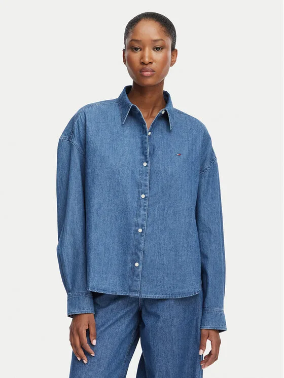 Дамска риза Tommy Hilfiger WW0WW50528 синя – Дамски ежедневни ризи