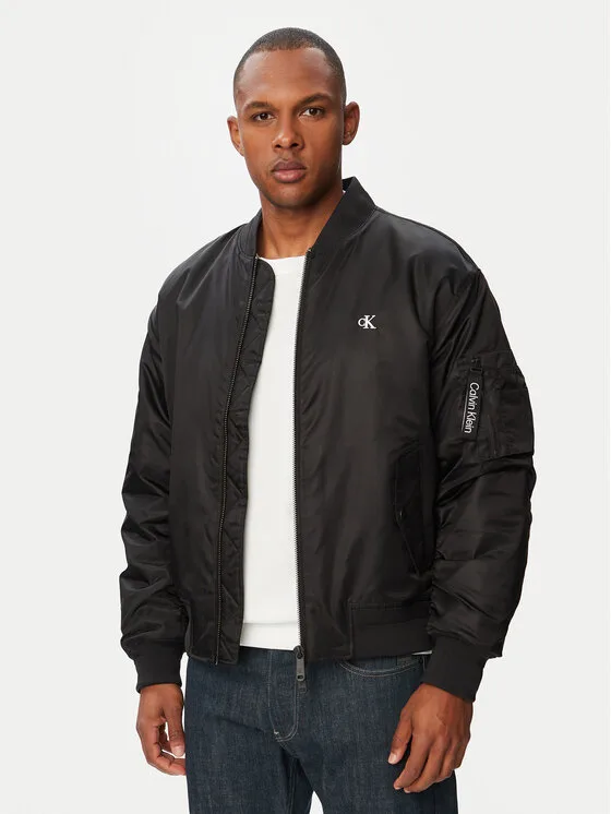 Calvin Klein Jeans Яке бомбър LV04RG505G Черен Regular Fit – Мъжки бомбър якета