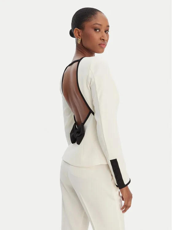Marella Блуза Scacco 2613111013 Екрю Slim Fit – Кремав – Дамски блузи