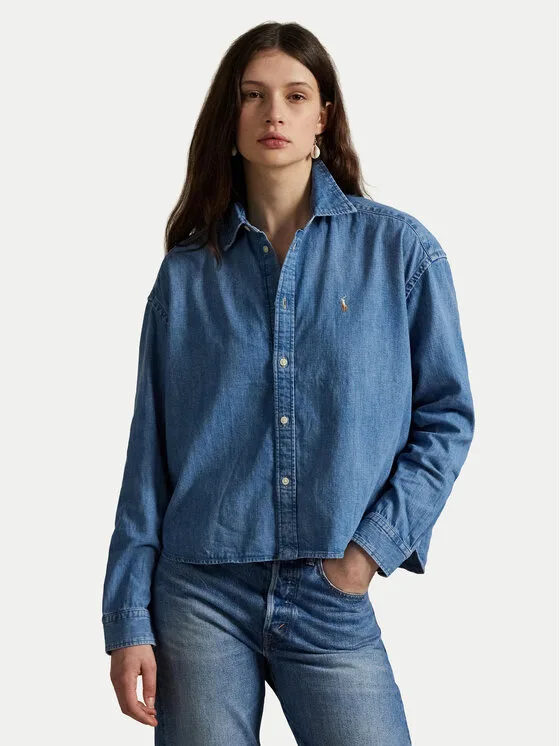 Polo Ralph Lauren дънкова риза 211969457001 Син Boxy Fit – Дамски ежедневни ризи