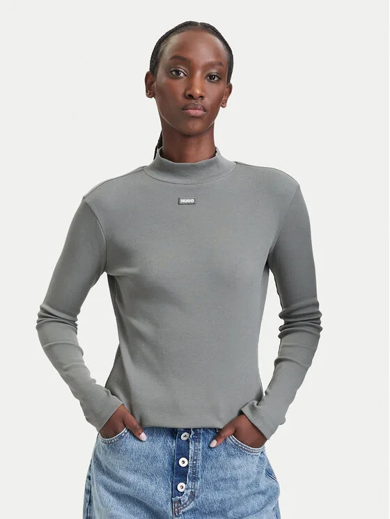 HUGO Поло Easy 50525318 Зелен Slim Fit – Дамски блузи