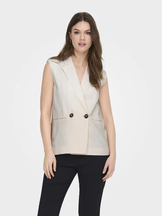 ONLY Елек Caro 15278794 Бял Loose Fit – Дамски елеци