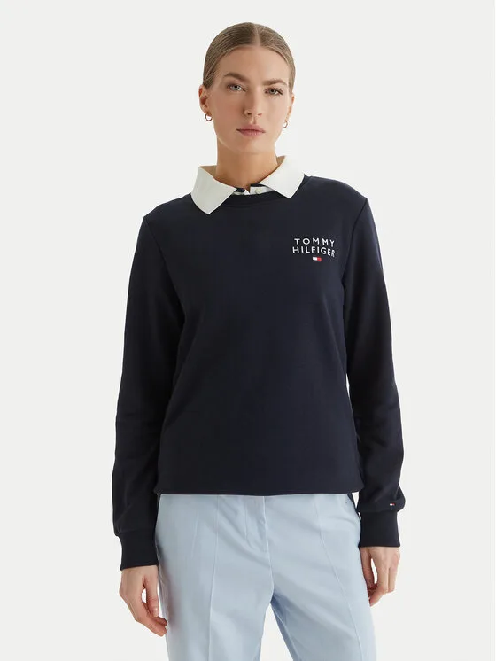 Дамски суитшърт Tommy Hilfiger UW0UW04521 тъмносин – Дамски суитшърти без цип