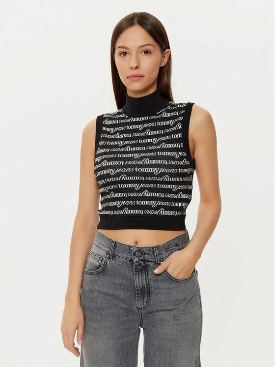 Tommy Jeans Поло DW0DW19346 Черен Slim Fit – Дамски поло пуловери