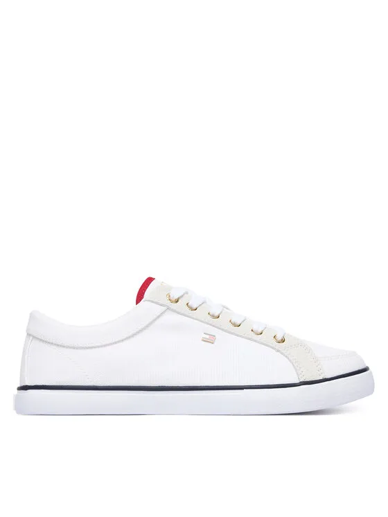 Дамски кецове Tommy Hilfiger Th Low бели – Бял – Дамски ниски кецове