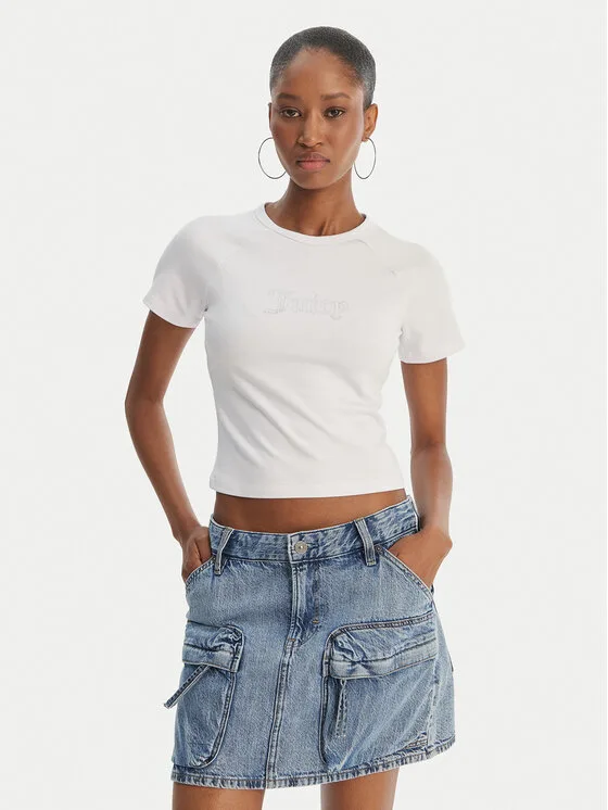 Juicy Couture Тишърт Baby JCWCT126317 Бял Slim Fit – Дамски тениски