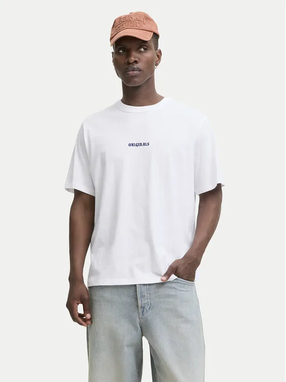 Jack & Jones Тишърт Meadows Minimal 12283630 Бял Loose Fit – Мъжки тениски
