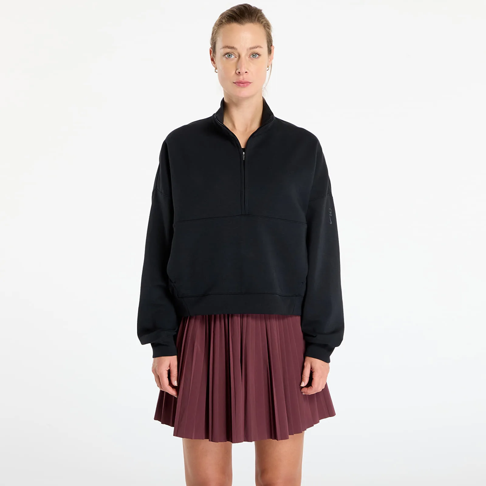 Дамски суитшърт с цип Nike 24.7 ImpossiblySoft Dri-FIT Oversized черен – Black|Dk Smoke Grey – Дамски суитшърти с ц…