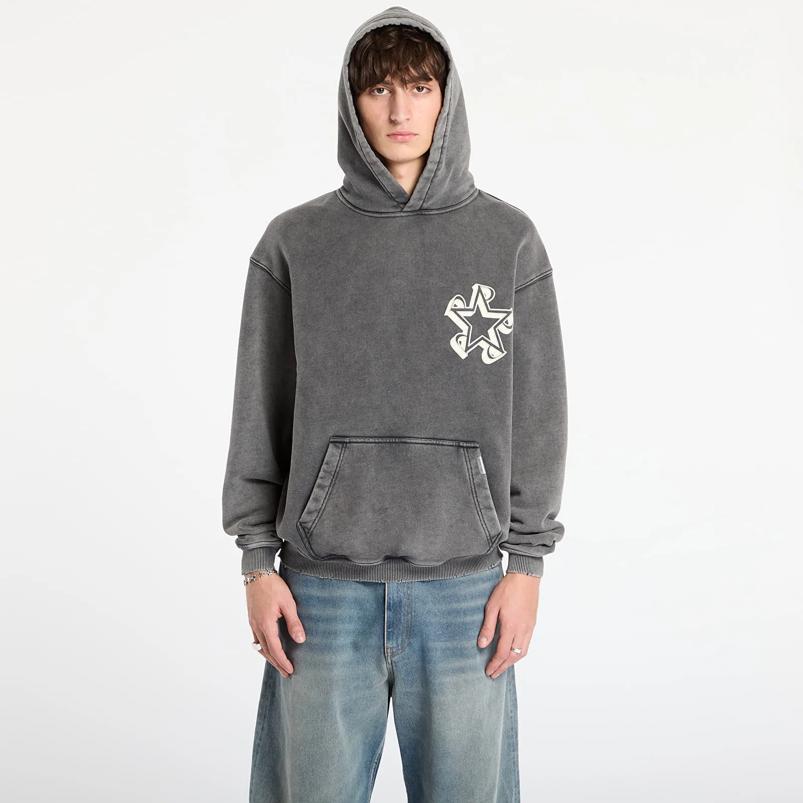 Мъжки суитшърт с качулка REPRESENT Initial Star сив – Vintage Grey – Мъжки худита