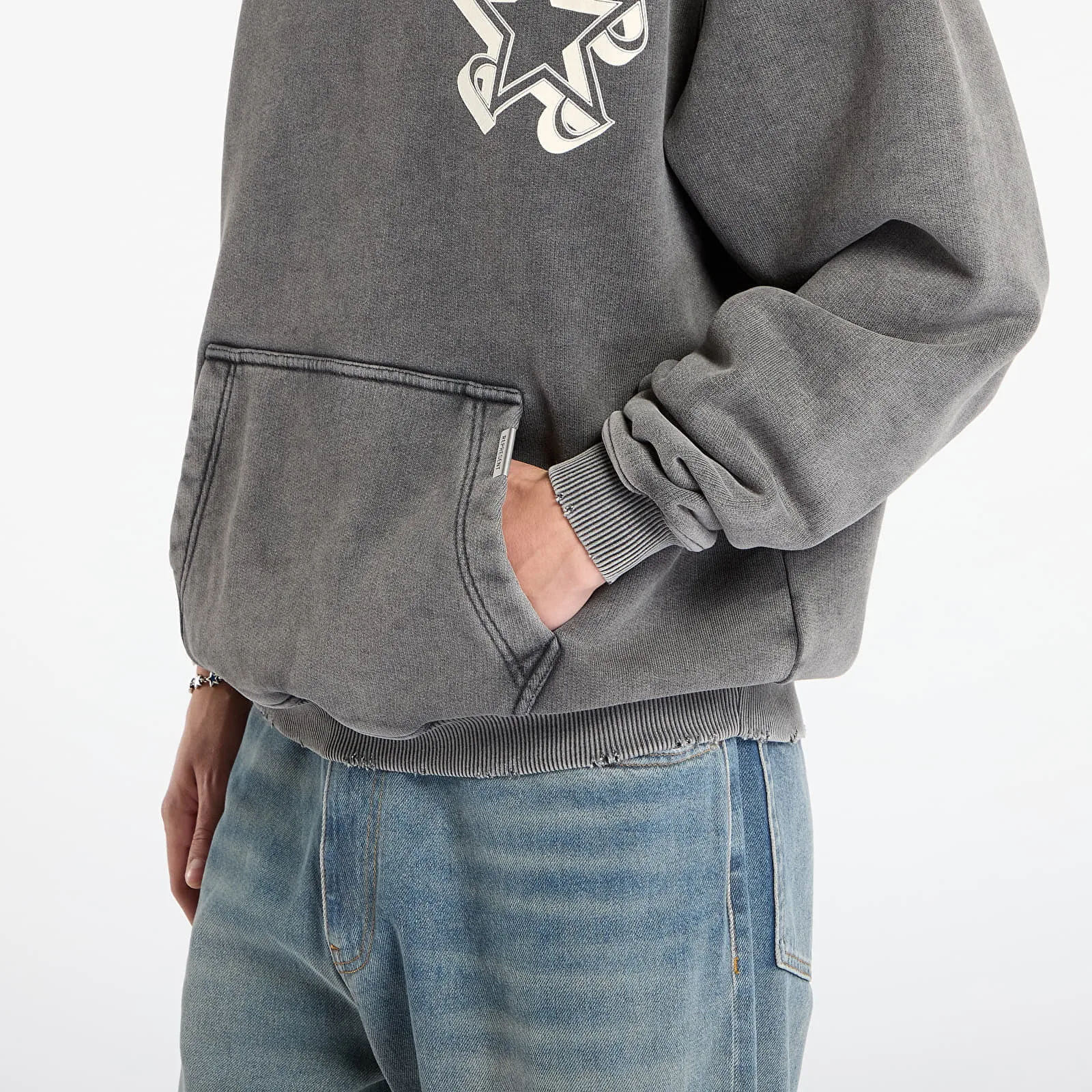 Мъжки суитшърт с качулка REPRESENT Initial Star сив – Vintage Grey – Мъжки худита