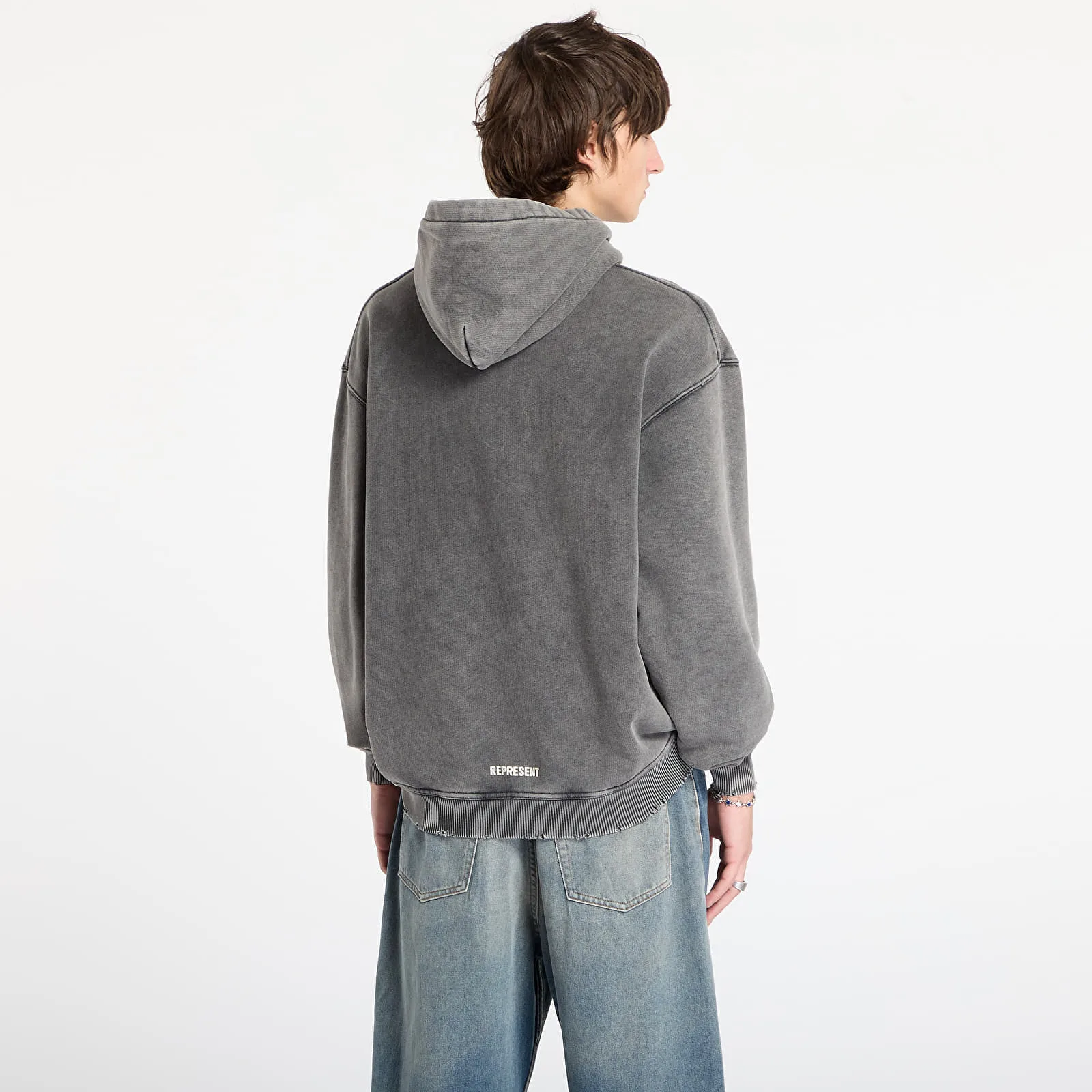 Мъжки суитшърт с качулка REPRESENT Initial Star сив – Vintage Grey – Мъжки худита