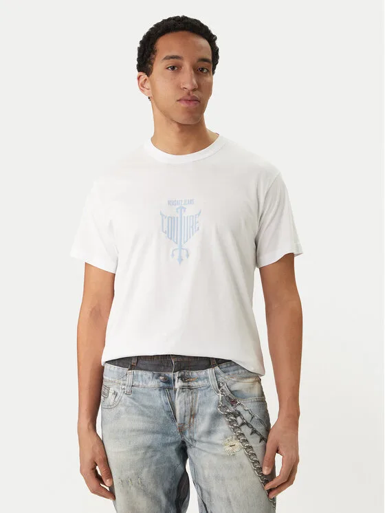 Мъжка поло тениска Versace Jeans Couture 80GAHT14 CJ00T бяла – Мъжки поло тениски