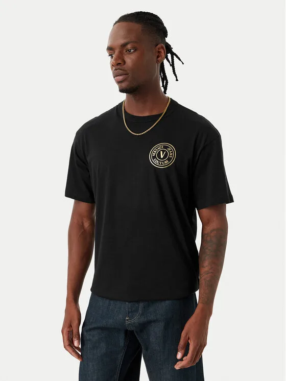 Versace Jeans Couture Тишърт 80GAHT04 CJ00T Черен Regular Fit – Мъжки тениски