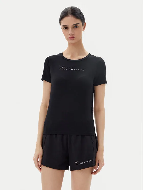 EA7 Emporio Armani Тишърт 7W000274 AF12945 UC001 Черен Slim Fit – Дамски тениски
