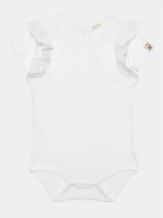 United Colors Of Benetton Детско боди 3P4ZAB00D Бял Regular Fit – Бебешки бодита
