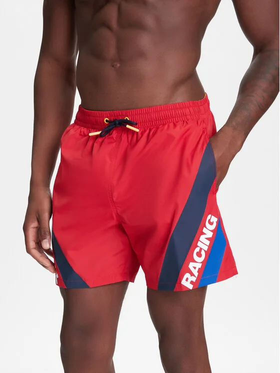 Мъжки плувни шорти Pepe Jeans Bull Racing червени – Мъжки бански