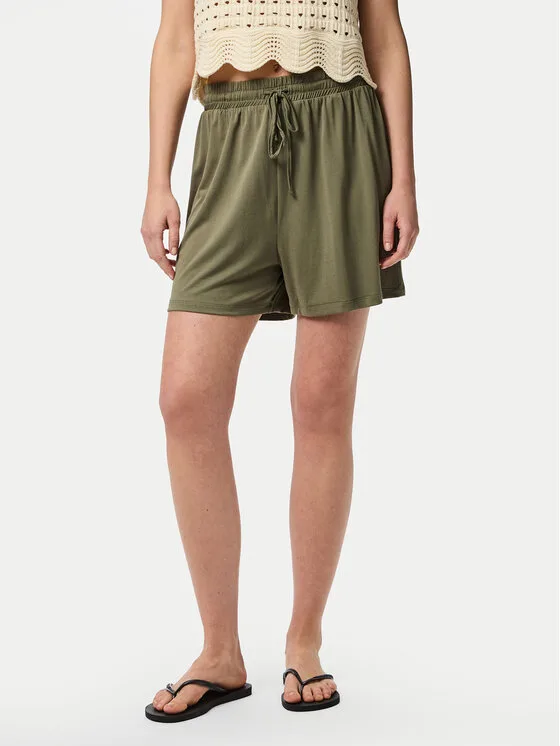 Pieces Шорти от плат Anora 17148783 Зелен Regular Fit – Дамски текстилни къси панталони